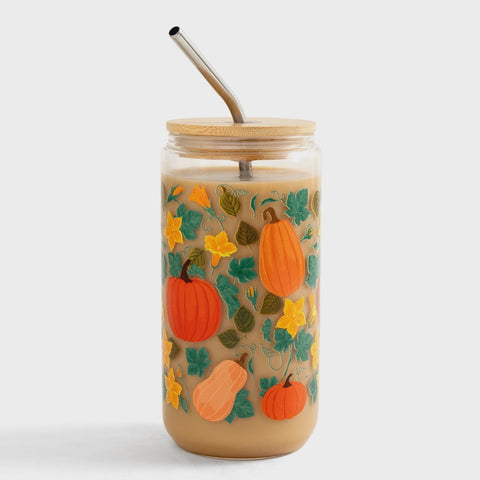 Pumpkin Patch Fall Glass Can Proper Pumpkins