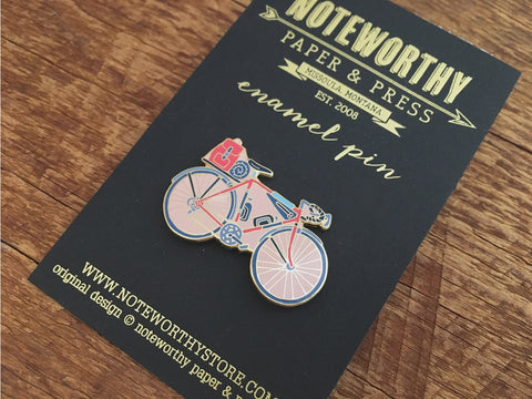 Bicycle Enamel Pin Note