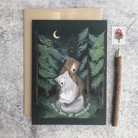 Night Forest You're Here Card