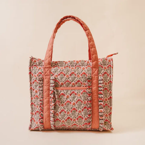 The Everyday Quilted Tote Bag-Everbloom Dusty Rose