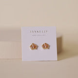 Champagne Baguette Crown Earrings - 18k Gold Plated