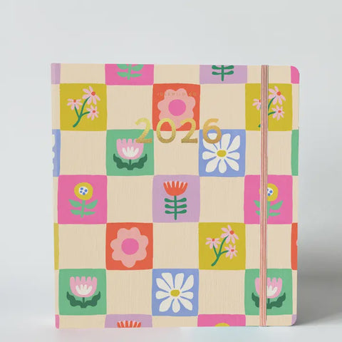 2026 Hardcover Planner, Floral Checks