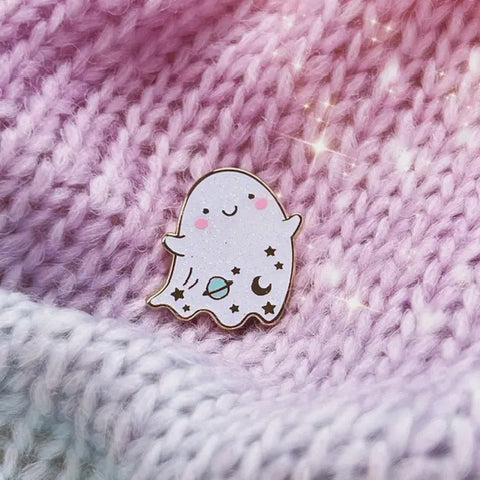 Ghost Enamel Pin, Glitter