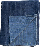 60"L x 50"W Cotton Velvet Throw w/ Kantha Stitch & Blanket Stitch Edge,