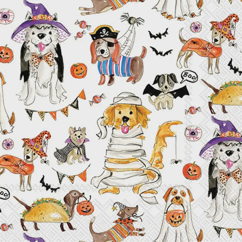 Halloween Dogs Cocktail Napkins All Over Pattern