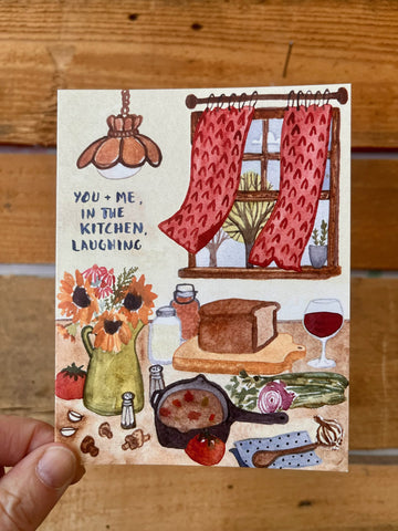You Me In The Kitchen Laughing Card