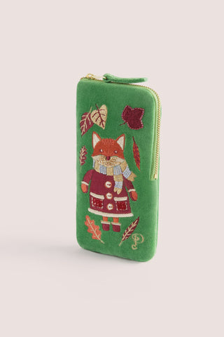 Cozy Fox Velvet Embroidered Sunglasses Pouch