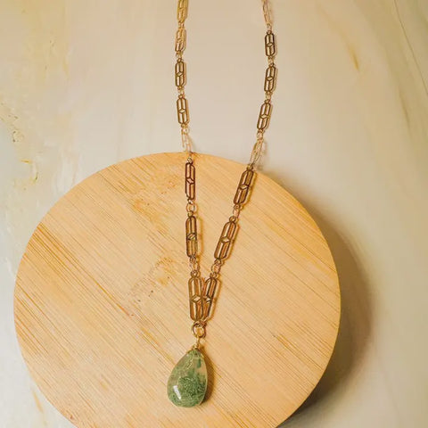 Foresta: Moss Agate Deco Chain Necklace