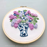 Periwinkle Lilacs In Ginger Jar Hand Embroidery Kit