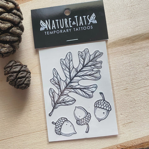 Acorn and Oak Leaves Temporary Tattoo