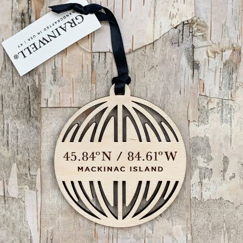 Mackinac Island Coordinates Ornament